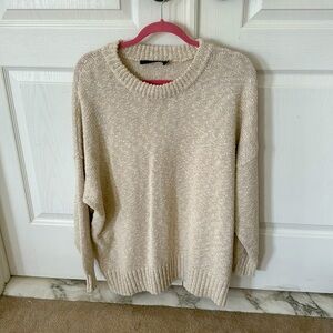 Jenni Kayne Cruise Cocoon Crewneck Sweater Natural Cream Tan Size Medium